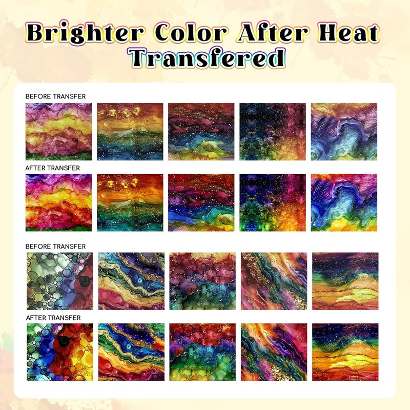 HTVSTD Rainbow Marble Sublimation Ink Transfer Sheets-10pcs 12x10 Inches Sublimation Paper for Tumblers T-Shirts Mugs DIY Sublimation Transfer Sheets - Image 2